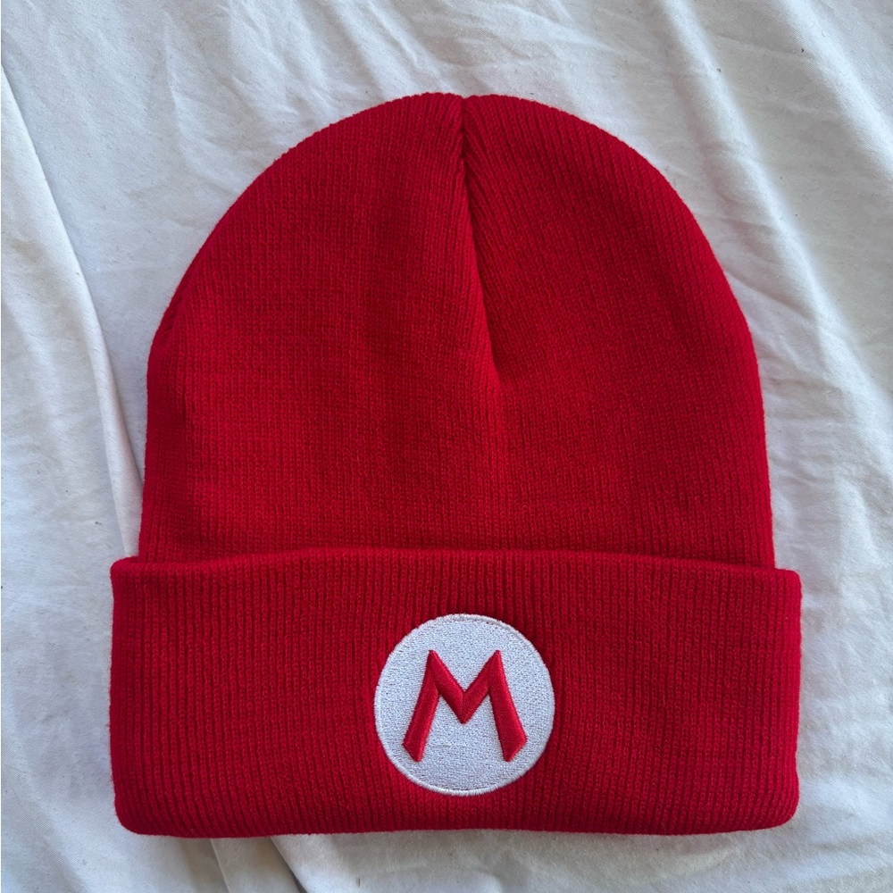 Super Mario bros red Beanie with M Logo brand new Nintendo style costume